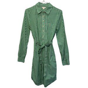 GAP Green Gingham Cotton Shirt Dress Size XS